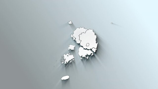 Modern White Map of South Korea with Provinces