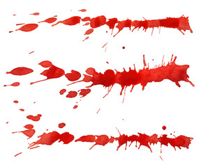 Red paint splashes isolated on transparent background