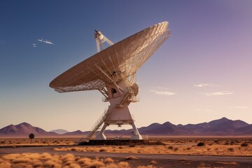 Large satellite dish twilight