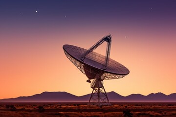 Large satellite dish twilight