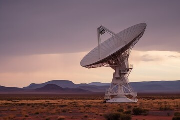 Large satellite dish twilight