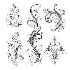 Set of Calligraphic Filigree Design Elements and Page Decorations