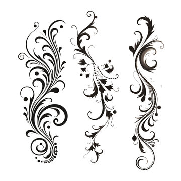 Set of Calligraphic Filigree Design Elements and Page Decorations