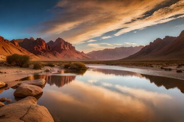 sunset over the lake generated ai