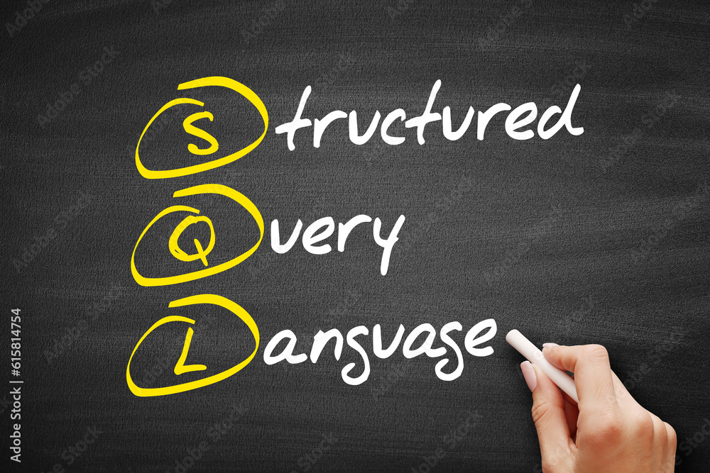 Poster sql - structured query language acronym, technology concept background