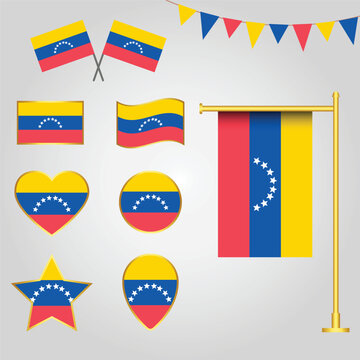 vector collection of Venezuela State of South America emblems and icons in different shapes