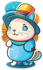 Fototapeta premium Cute kawaii smiling cat sticker. Generate Ai