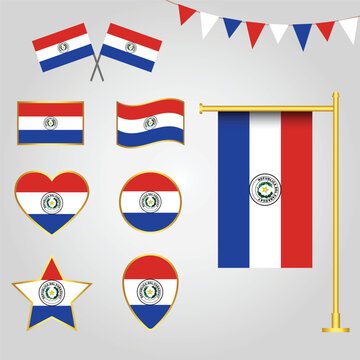 vector collection of Paraguay State of South America emblems and icons in different shapes