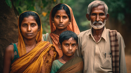Rural family portrait in India