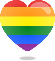 rainbow heart with flag of pride symbol. Lgbt heart icon sticker emoji in 3d style. Heart Shape with LGBT Progress Pride Rainbow Flag Pattern design.