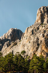 Mountaineering in Turkey. Beautiful alpine highlands with beautiful skies. Incredible view of the mountains of Turkey. View of the popular mountainous region of Dedegel. Dedegol. Turkey.