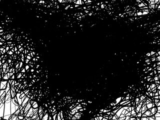 Hand drawn black marker chaos scrawls. Random chaotic pattern. Scribble doodle artwork.