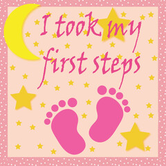 baby card, baby girl card, milestone card, first steps