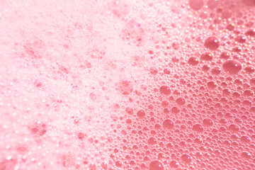 pink soap foam. Macrophotography of objects - obrazy, fototapety, plakaty