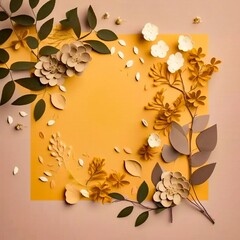 Creative Layout made of Spring Marigold Flowers on a paper background to make note Cards Generated by AI