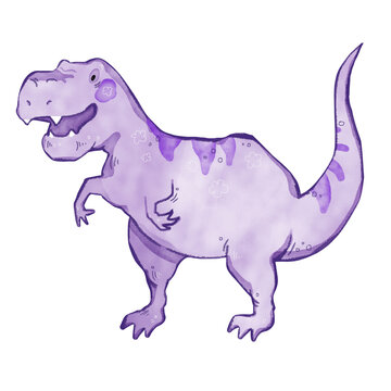 watercolor Dinosaur tyrannosaurus