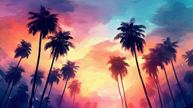 palm tree sunset