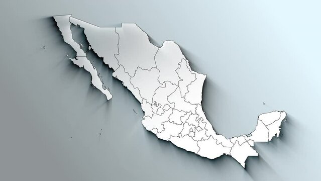 Modern White Map of Mexico with States