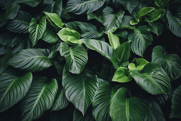 dark Green leaves background and wallpaper stock photo - green leaf pattern Tropical nature wallpaper - dark green leaves - natural background - nature