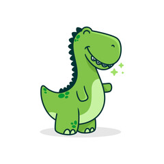 Fototapeta premium Cute Cartoon green dinosaur smile on white background vector illustration