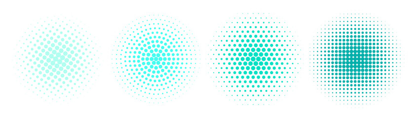 Set of halftone circles. Vector illustration,