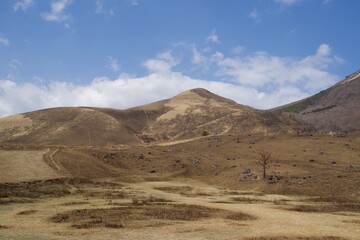 Fototapeta na wymiar The view of Mount Yufu in spring.
