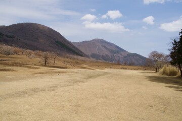 Mount Yufu trailhead square in spring.
