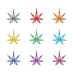 Fototapeta na wymiar Cannabis marijuana abstract logo icon isolated on white background. Set icons colorful