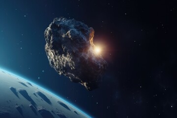 A comet or meteor , an asteroid or meteorite falling to Earth planet. Attack of the meteorite.