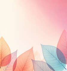 Free Space for text with gradient background and colorful leaves - abstract leaf illustration 