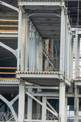 Naklejka premium Detail of the construction of the steel structure of the bridge.