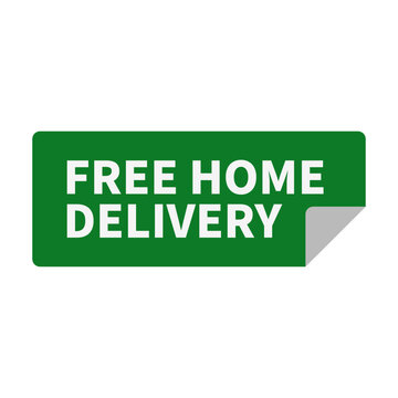 Free Home Delivery In Green Color Rectangle Shape For Promotion Sale
