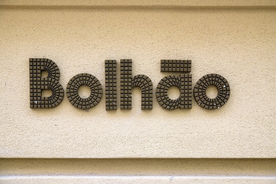 Exterior sign of the Bolhao Market in Porto, Portugal