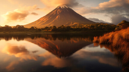 Fototapeta na wymiar Volcanic mountain in morning light