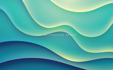 Abstract smooth gradient wavy layers background green liquid element