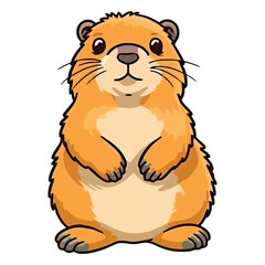 Marmot Portrait: Vibrant 2D Illustration Depicting a Cute Mountain Resident