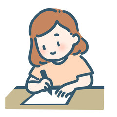 記入する女の人