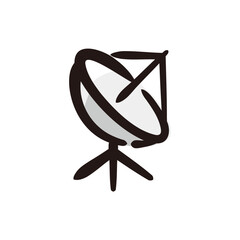 Antenna - Space and planet icon/illustration (Hand-drawn line, colored version)