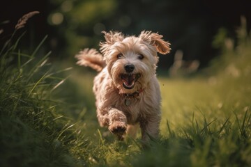 A dog running through the grass. Generative AI