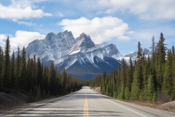 Naklejka premium road to the mountains, road trip. Generative AI