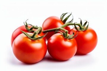 tomatoes on a vine isolated on white background. Generative AI