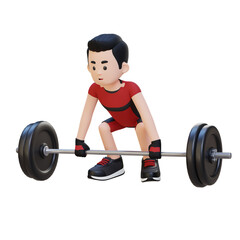 Fototapeta na wymiar 3D Sportsman Character Building Strength and Power with Deadlift Workout
