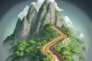 Ai generated art, generative Ai, beautiful fantasy mountain peak, beautiful mountain peak landscape, mesmerizing minimalist mountain art, beautiful 3d mountain illustration, minimalist landscape art