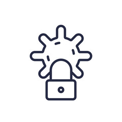 lockdown line icon with a virus