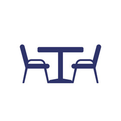 dining table and chairs icon on white