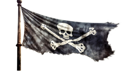 Pirate flag isolated on transparent background png - Generative AI