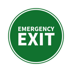 Emergency Exit In Green Color Circle Shape With White Line
