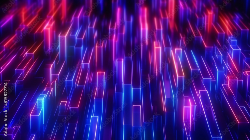 Canvas Prints abstract background with pink blue neon lines glowing in ultraviolet light. data transfer concept. d