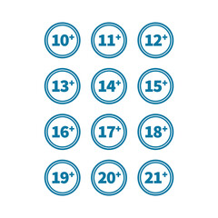 et Age Rating Or Age Restriction In Blue Line Circle Shape
S