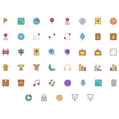 Vector of Essential UI 3 Icon Set Thin Color. Perfect for user interface, new application.
